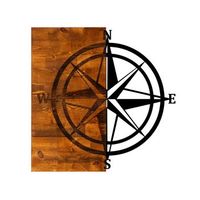 decoracion pared de madera brujula nogal negro 58x58 cm