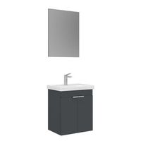 conjunto de mueble con lavabo y espejo 2 piezas  - 50 x 38 x 58 cm - antracita mate