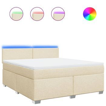 Cama Box Spring Con Colchón Tela Color Crema 180x200 Cm Vidaxl