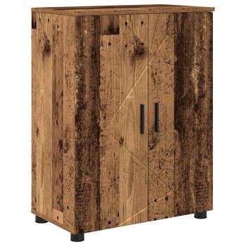 Gabinete De Baño | Armario De Baño Con Puerta Madera Vieja 60 X 35 X 80 Cm