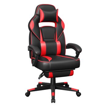 Silla de Oficina con Reposapiés Ajustable, Negro + Rosso