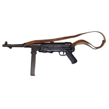 Réplica de Ametralladora MP40, 9mm, Diseñado por Heinrich Vollmer de Erma en Alemania en la Segunda Guerra Mundial 1940 , con correa de piel, con cañón ciego, no dispara, para decoración