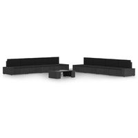 set de muebles de jardin 9 pzas ratan sintetico y cojines negro vidaxl