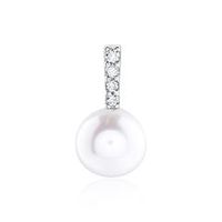 colgante de oro blanco de 14 quilates con perla y diamantes