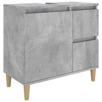Armario De Baño | Mueble Baño Madera Contrachapada Gris Hormigón 65x33x60 Cm