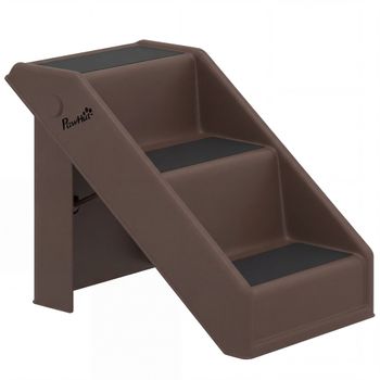 PawHut Escalera para Perros Plegable de 3 Peldaños para Mascotas Mayores para Cama Sofá 53x30,5x36,5 cm Marrón