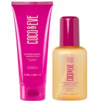 coco  eve sun-kissed gradual tanning lotion and tan boosting anti-aging body oil spf30 bundle