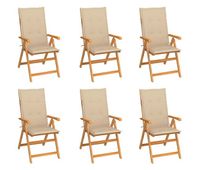 vidaxl sillas de jardin 6 uds madera maciza de teca cojines beige
