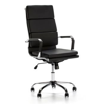 Sillón de oficina elevable y reclinable piel sintética, color negro