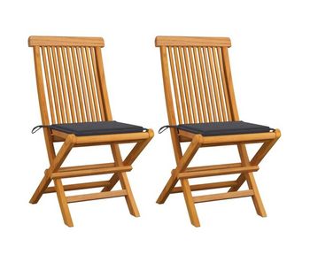 Sillas de jardin 2 unidades con cojines antracita madera de teca