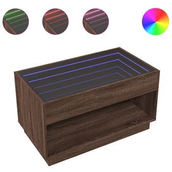 Mesa De Centro Con Infinity Led Marrón Roble 90x50x50 Cm Vidaxl