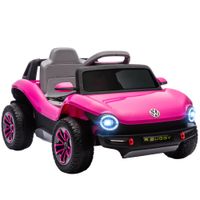 aiyaplay coche electrico rosa para ninos de 3 anos volkswagen e-buggy 12v con mando a distancia ruedas 98x565x47 cm rosa   aosom espana