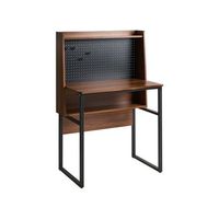 escritorio para oficina en casa con estantes de almacenaje y panel perforado marron oscuro buxton
