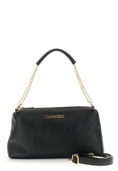clutch de piel martelé con asa de cadena y bandolera black taglia unica