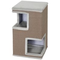pawhut tonel rascador para gatos de 3 niveles con cueva semicerrada y superficies rascadoras 2 cuevas   aosom espana