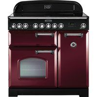 rangemaster classic deluxe 90 electric ceramic range cooker - cranberry and chrome cranberry