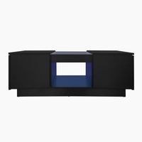 mesa de centro con led - 2 cajones y 1 compartimento abierto - negro