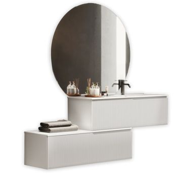Mueble de baño bañera derecha 4 piezas en mdf blanco mate