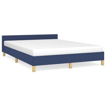 Estructura De Cama Con Cabecero Sin Colchón Tela Azul 140x190cm Vidaxl