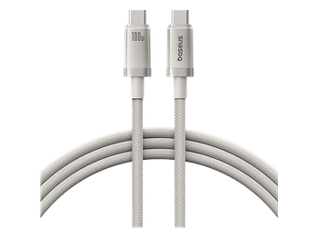 Cable USB-C - Baseus TITANIUM ALLOY, Carga rápida, Tipo C a C, Alta resistencia, 200 cm, Universal, 100 W, Dorado Galaxy