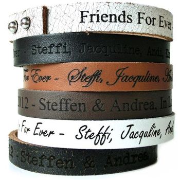 Pulsera unisex de cuero auténtico con grabado láser