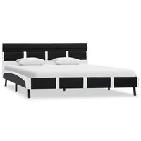 cama matrimonial  cama doble  estructura de cama con led de cuero sintetico negro 120x200 cm cfw98153