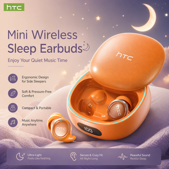 Auriculares inalámbricos Bluetooth HTC NE96 TWS para dormir de lado, HiFi estéreo, ASMR, ruido blanco, batería de larga duración, auriculares portátiles.