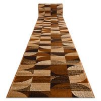 alfombra de pasillo royal h387 geometrico marron  mostaza 70cm 70x580 cm