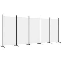 biombo separador de ambientes 5 paneles 433 x 180 cm en tela blanca y hierro dec030949