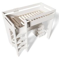 cama alta infantil con escritorio usb-c - armario y archivador - cama individual juvenil con escalera - con espacio de almacenamiento - 90x200cm - sin colchon