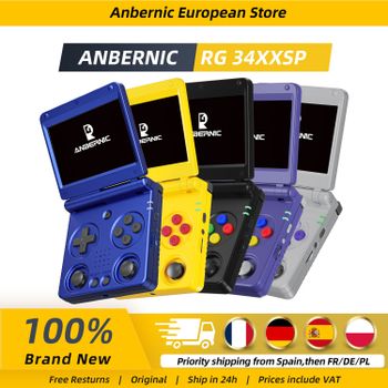 Consola de Juegos Anbernic RG34XXSP de 3.4 Pulgadas con Pantalla IPS, Linux de 64 bits, Procesador H700 de Cuatro Núcleos, 1GB, Reproductor de Juegos Retro, Conexión HD a TV, RG 34XXSP, 3300mAH
