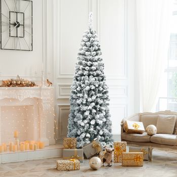 Árbol Navidad Nevado Artificial 180cm 500 Puntas Pvc Base Metal Decoración Nieve Fiesta Cfw73013