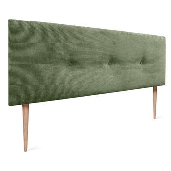 Dhome Cabecero De Pana Liso Con Botones 135x105 Con Patas Camas 120/135/140 - Verde Selva