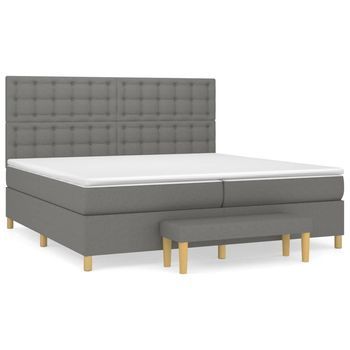 Cama Tapizada 203x200x128 Cm Tejido (100 % Poliéster), Contrachapado Y Madera Tratada - Gris