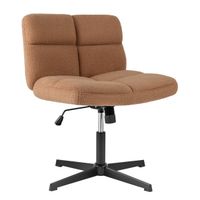costway silla giratoria de oficina en casa con superficie de peluche de rizo altura ajustable base de metal elevador de gas premium marron claro