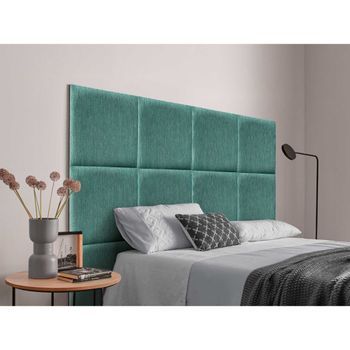 Dhome Cabecero Tapizado Compuesto De Paneles Autoadhesivos Intercambiables Serie Luxury Edition Cama Lujo Dormitorio (lineal Green, 120cm)