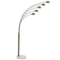 lampara de pie metal cromado dorado 210 cm 5 brazos arco orientable moderno flinders