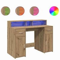 escritorio con led madera ingenieria roble artisian 120x55x91cm vidaxl