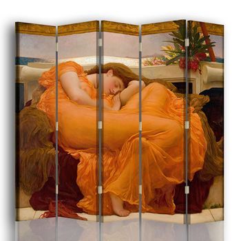 Legendarte - Biombo Flaming June (sol Ardiente De Junio) - Frederic Leighton - Separador De Ambientes Para Interiores Cm. 180x170 (5 Paneles)