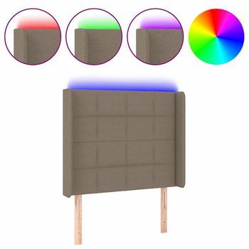 Cabecero Con Led De Tela Gris Taupe 83x16x118/128 Cm Vidaxl
