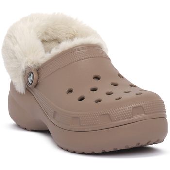 Crocs Zuecos LATT CLASSIC PLATFORM FUZZ LINED CG para mujer