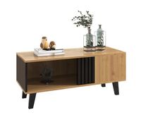 mesa de centro 100 x 60 x 45 cm - diseno en madera de color y negro mesa de salon con cajones - natural