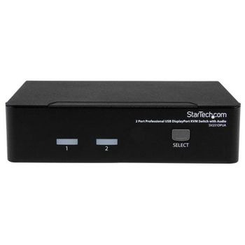 Startech Conmutador Switch Profesional KVM 2 Puertos Vídeo DisplayPort USB con Audio