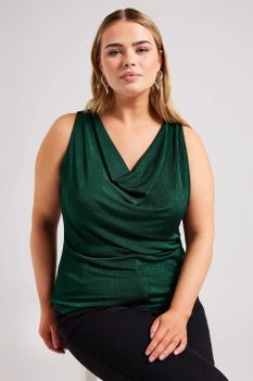 Yours London Top Verde Metálico Sin Mangas, Mujer Curvy Y Tallas Grandes, Yours London