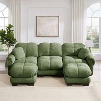 sofa modular en u de 3 plazas cloud con otomana y 2 cojines acolchado asiento grueso suave facil de montar salon verde