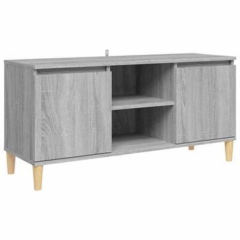 Mesita De Noche Patas Madera Maciza Gris Sonoma 103,5x35x50 Cm Vidaxl