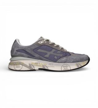 Premiata para hombre. MOERUN Zapatillas de piel Moerund marino, gris (43), Plano, Cordones, Casual
