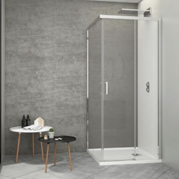 Frontal De Ducha + Puerta Corredera Johnson 70 Cm Cristal Transparente 75 Cm