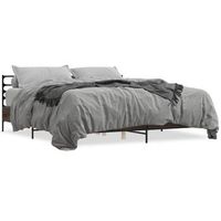estructura cama madera ingenieria metal marron roble 180x200 cm vidaxl