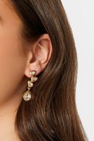 pendientes largos dorados gotas de cristal